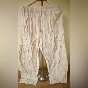 Bohemian Cotton Wide Leg Pants Cream Color